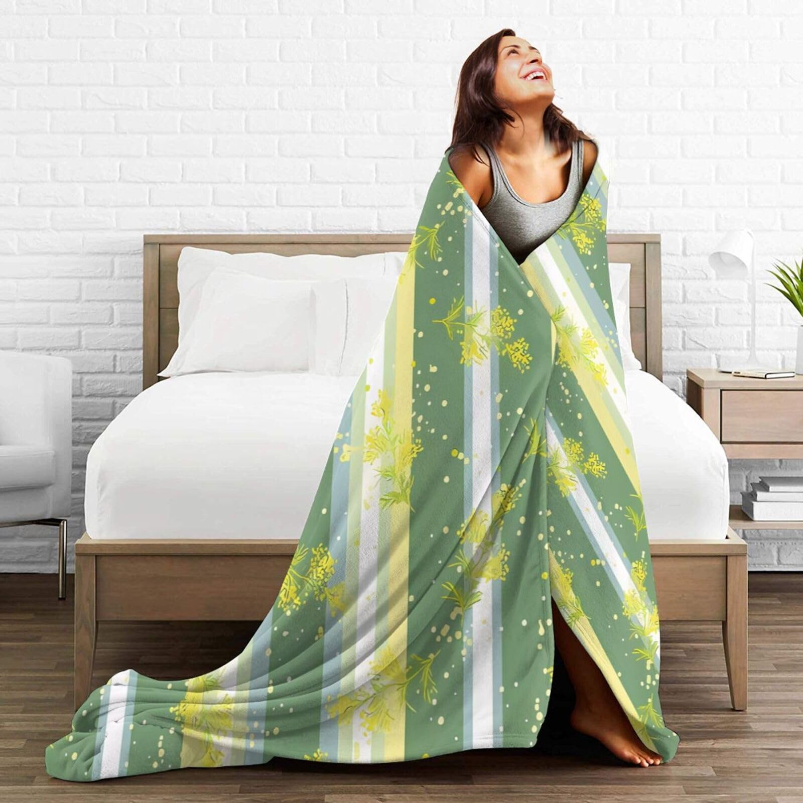 Amazon｜ミモザの春の花の葉 毛布 フランネル ブランケット おしゃれ